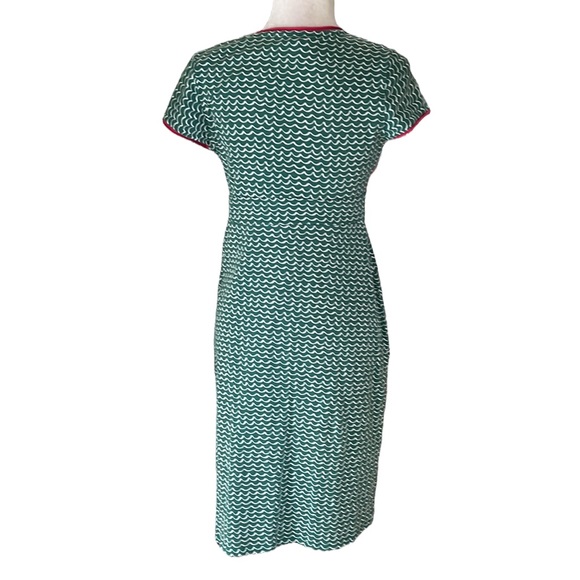 Boden Green Pink Wavy Striped Knit Day Dress - 8 - Picture 7 of 14